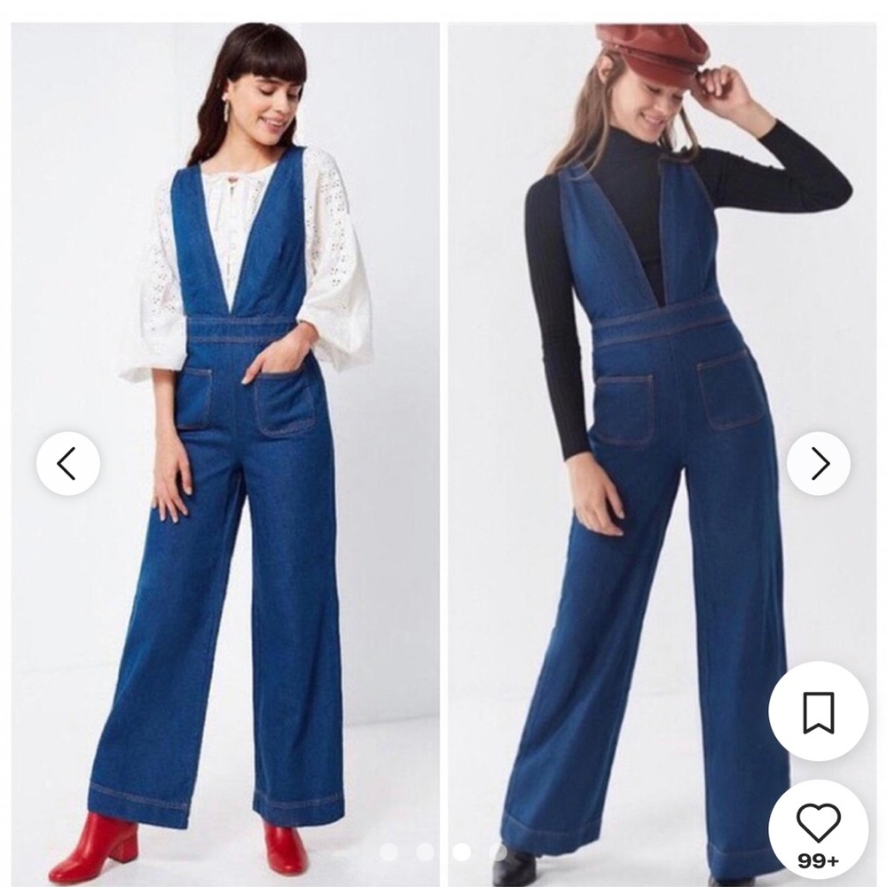 Super trendy 70’s style denim jumpsuit. Perfect for girlies with larger bottoms!